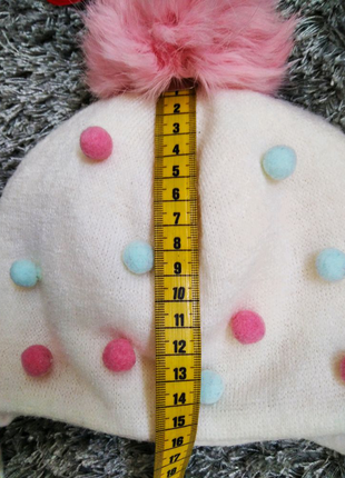 Зимова,красива дитяча шапочка з хомутом.3 фото