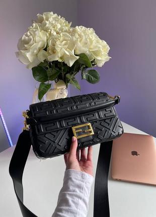 Fendi baguette black leather bag6 фото