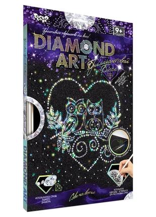 Комплект креативної творчості dar-01 "diamond art" (сови на гілці)1 фото