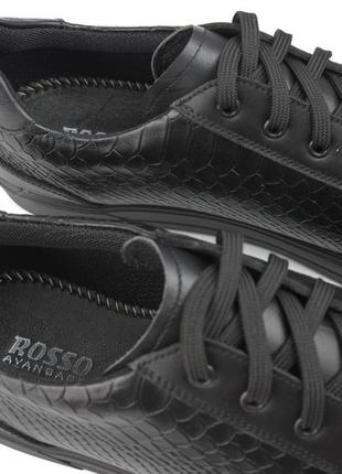 Шкіряні класичні кеди чорні кросівки з тисненням "пітон" взуття повсякденне rosso avangard puran piton8 фото