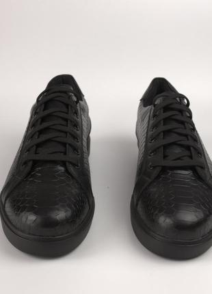 Шкіряні класичні кеди чорні кросівки з тисненням "пітон" взуття повсякденне rosso avangard puran piton4 фото