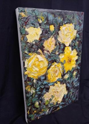 Авторська картина маслом "жовті троянди". 30х20. полотно на підрамнику5 фото