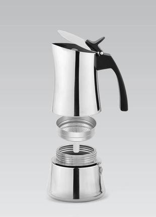 Гейзерна кавоварка на 4 чашки 200 мл із неіржавкої сталі maestro mr-1668-4 кавоварка на плиту2 фото