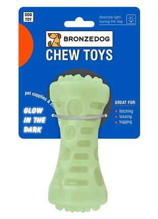 Іграшка для собак bronzedog glow світлонакопичальна гантеля 5 х 13 см (1r0550)
