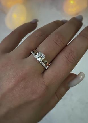 Серебряное кольцо с золотом2 фото