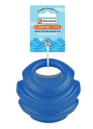 Іграшка для собак bronzedog float плавальна силовий м'яч 11 см. l синій