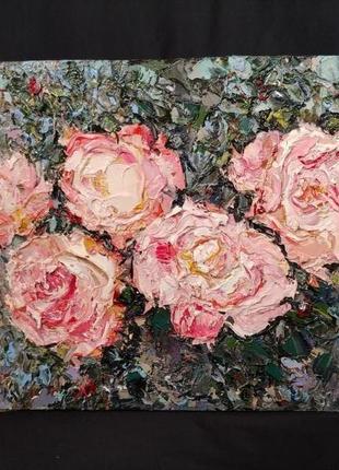 Авторская картина маслом "розовые розы"4 фото