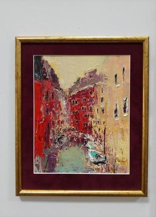 Авторська картина маслом "яскраві акценти". в рамі і паспарту.