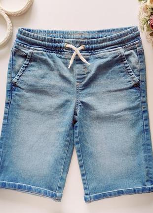 Джинсовые шорты на резинке стрейч, голубые артикул: 19659