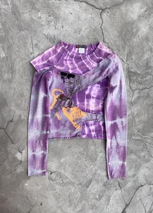 Reconstructed tie-dyed y2k long sleeve shirt japanese style/ vintage/ avant-garde/