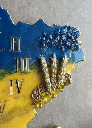 Годинник патріотичний з епоксидної смоли мапа україни