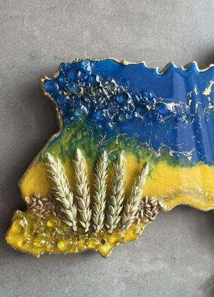 Годинник патріотичний з епоксидної смоли мапа україни