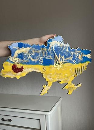 Годинник з епоксидноъ смоли мапа україни , ручна робота