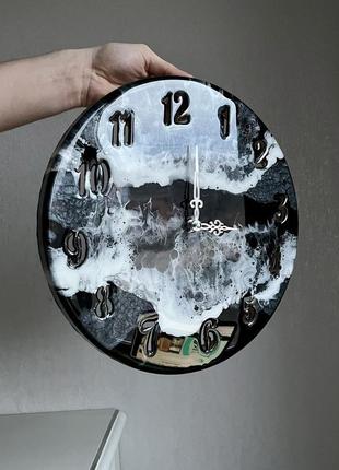 Настінний годинник з епоксидної смоли море , подарунок , епоксидна смола3 фото