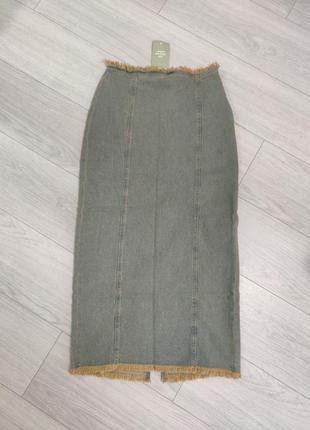 Стильная джинсовая юбка макси3 фото