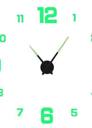 Настінний об'ємний 3d-годинник, великий 120 см світиться в темряві з цифрами колір салатовий, зроби сам