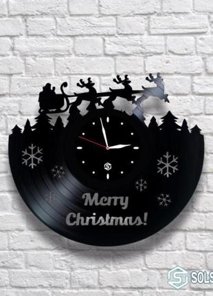 Merry christmas. настенные часы из виниловой пластинки. уникальный подарок!1 фото