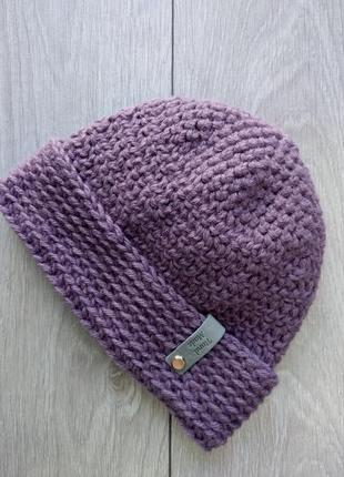 Вязаная шапочка – бини фиолетового цвета. ручная работа.2 фото