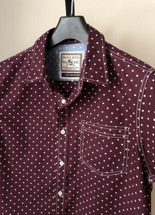 Brave soul тенниска рубашка 70-е в горошек с отстрочкой