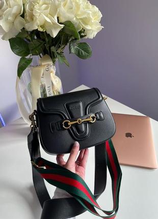 Gucci lady web leather shoulder bag brown