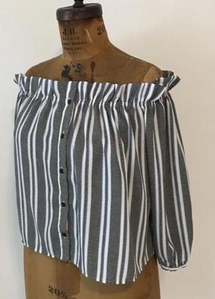 Блуза в смужку з відкритими плечима cameo rose етикетка