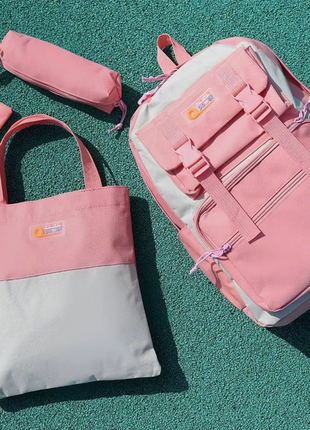 Набір жіночий рожевий рюкзак, сумка, пенал і гаманець код 7-0241