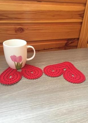Звʼязана  гачком серветка валентика серце ручної роботи