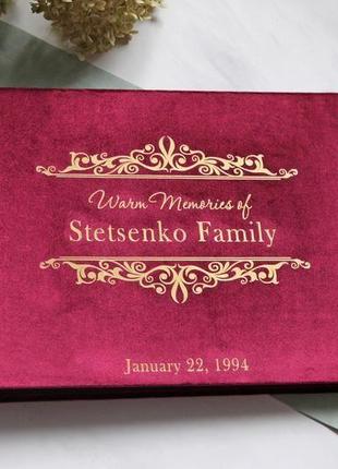 Червоний оксамитовий альбом, сімейний альбом, червоний весільний альбом, річниця весілля1 фото