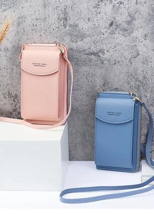 Маленькая женская сумка-кошелёк forever с плечевым ремешком pink5 фото