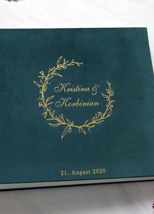 Изумрудный альбом, весільний оксамитовий альбом, семейный зеленый альбом, подарок девушке3 фото