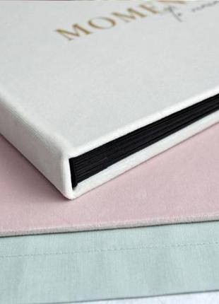 Фотоальбом з чорними аркушами, фотоальбом для нареченого, велюровий білий фотоальбом