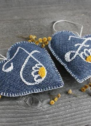 Валентинка сердце с монограммой лавандовое саше с натуральной лавандой из джинса...