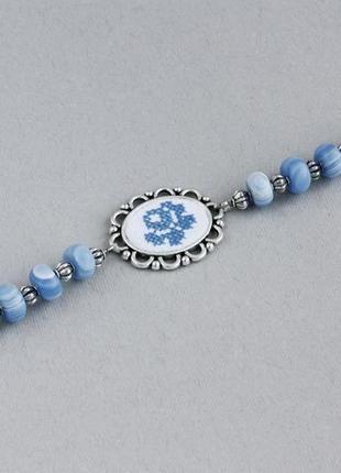 Блідо-блакитний браслет на весілля білий браслет на руку браслет з агатів для нареченої3 фото