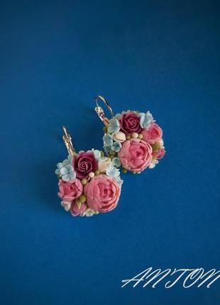 Серьги с миниатюрными цветами, серьги цветы, серьги цветы элегантные2 фото