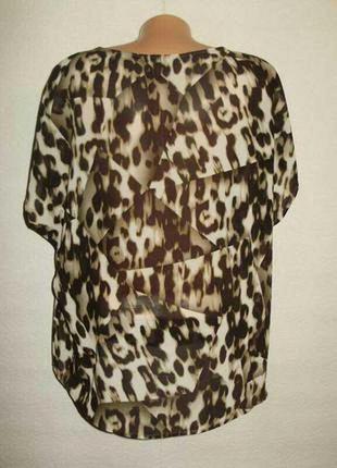Фирменная шифоновая блуза леопардовый принт с эффектом 3d размера m4 фото