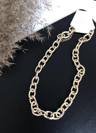 Ланцюжок ланцюг широка масивна великі ланки об'ємна дута золотиста чокер 2020 тренд