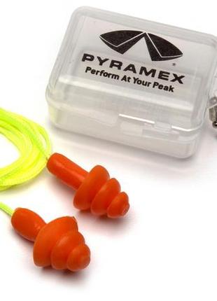 Беруши многоразовые со шнурком в кейсе pyramex rp3001pc (защита слуха snr 30 дб)