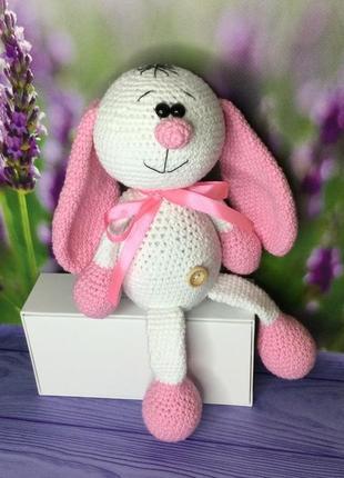 Кролик - м'яка іграшка (біло-рожевий).