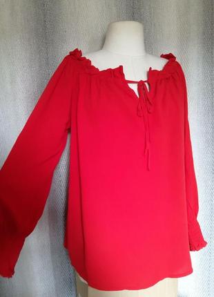 100 % вискоза женская натуральная ярко-красная блуза, вискозная блузка жатка.9 фото