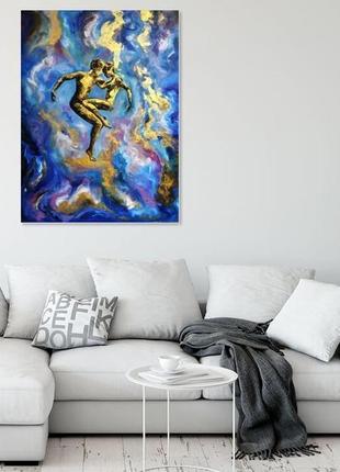 «вечность», золотая картина маслом, золотая пара в танце, 80 х 60 см3 фото
