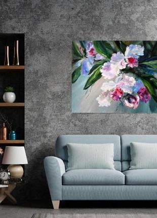 Картина маслом орхідеї 60х80 см тропічні квіти9 фото
