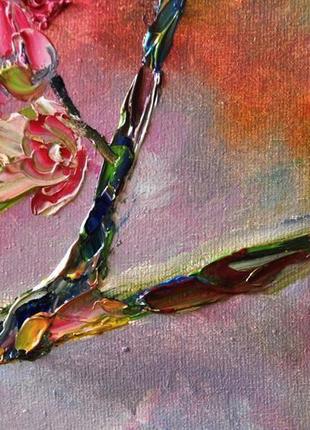Картина олійними фарбами "весняна казка", пташки живопис  мастихіном, 60х60 см7 фото