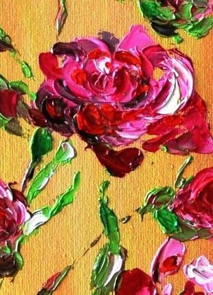 Картина маслом, "рожеві троянди", живопис мастихіном,4 фото