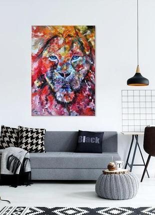 Картина маслом "лев",  живопись мастихином, 70х50 см2 фото