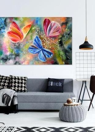 Картина маслом "летняя сказка", бабочки  120 х 80 см2 фото