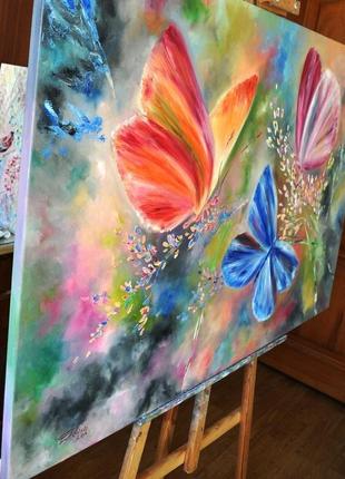 Картина маслом "літня казка", метелики 120 х 80 см6 фото