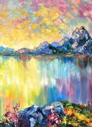 Картина маслом "сиреневые сны" пейзаж в живописи, 60х80 см