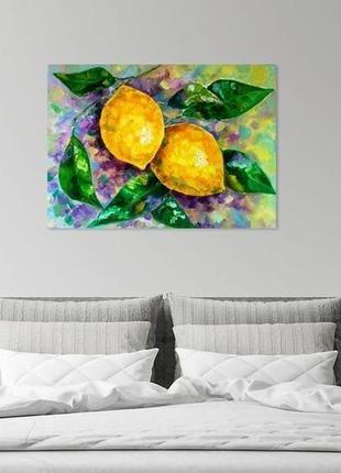 Картина маслом "сонячні лимони" 60х80 см живопис олією2 фото