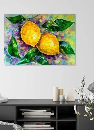 Картина маслом "сонячні лимони" 60х80 см живопис олією8 фото