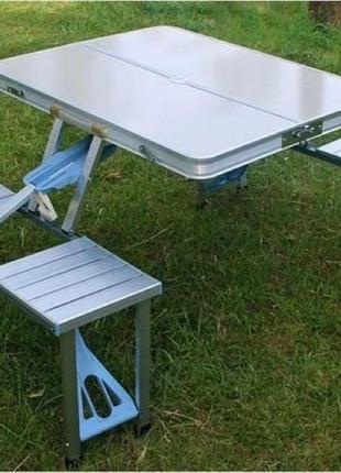 Стол складной алюминиевый для пикника со стульями, туристический1 фото